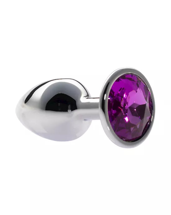Kink Range Alloy Gem Butt Plug - 2.8 Inch - Purple Gem