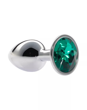 Kink Range Alloy Gem Butt Plug - 2.8 Inch - Green Gem