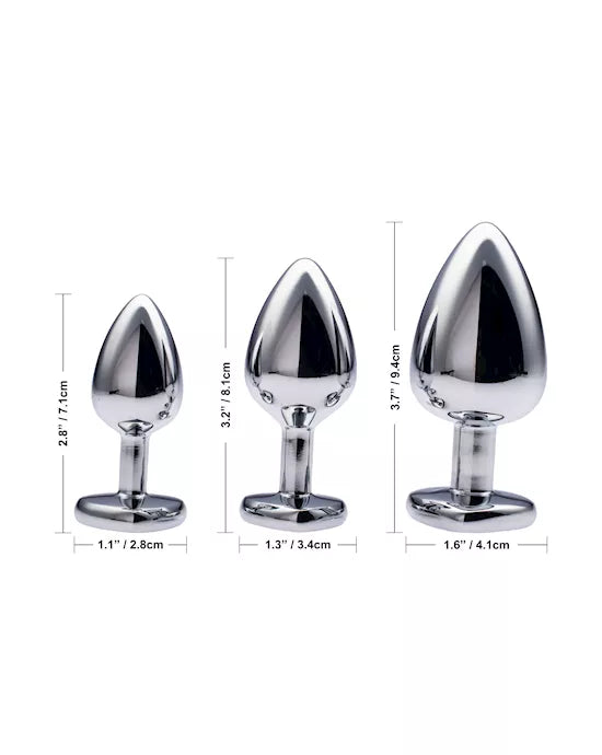 Kink Range Alloy Love Heart Gemmed Butt Plug - 3.2 Inch - Purple Gem